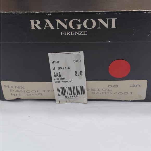 Rangoni Firenze Minx Beige Embossed Leather Block Heel Pumps 8 AAA Narrow Italy - Picture 5 of 12